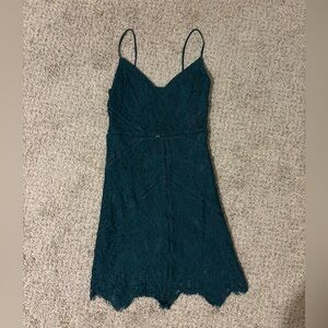 Teal Lace Mini Dress